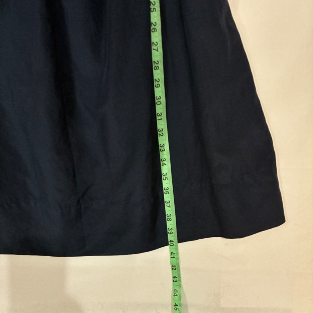 Mint Dress Women 4 Navy Blue Denim Silk Blend Sleeveless Shift Midi Pockets - Picture 6 of 12
